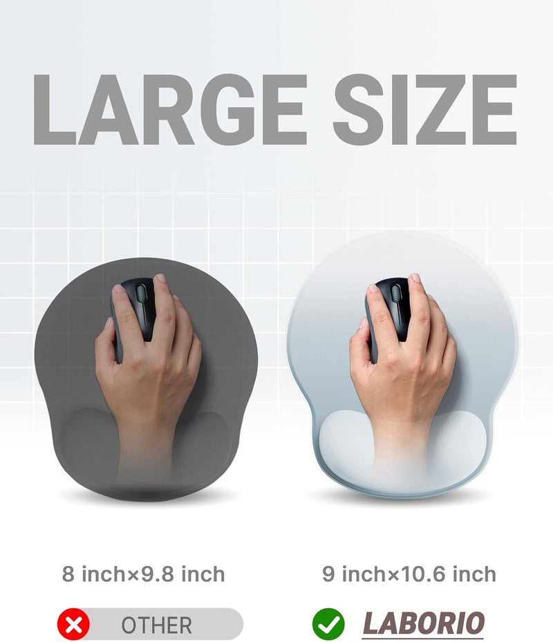 Laborio Ergonomic Mouse Pad Wrist Support, Comfortable Mouse Pad Wrist Rest, Relieve Wrist Pain Gel Mouse pad, Non-Slip Rubber Base Mousepad for Laptop, Computer(Gradient Grey Blue) - Image 4